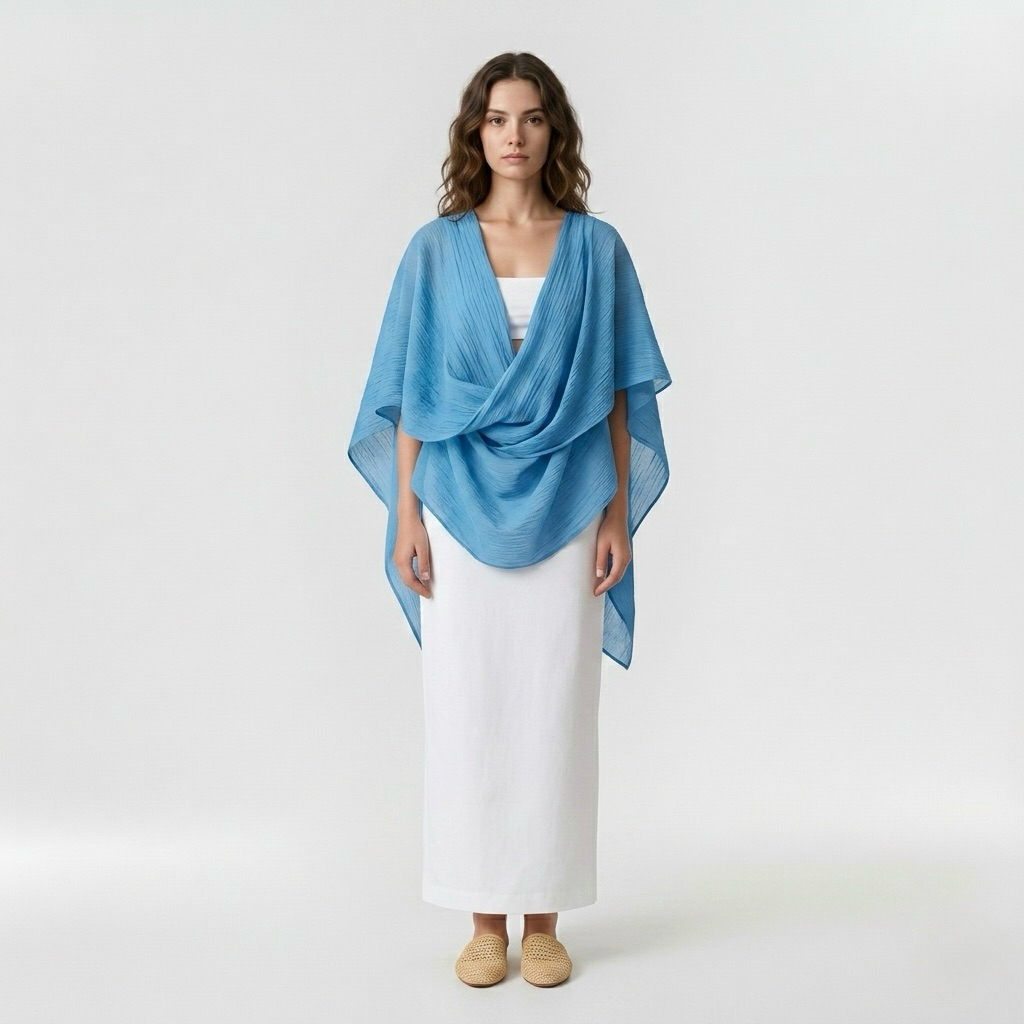 Draped Poncho Overlay Top