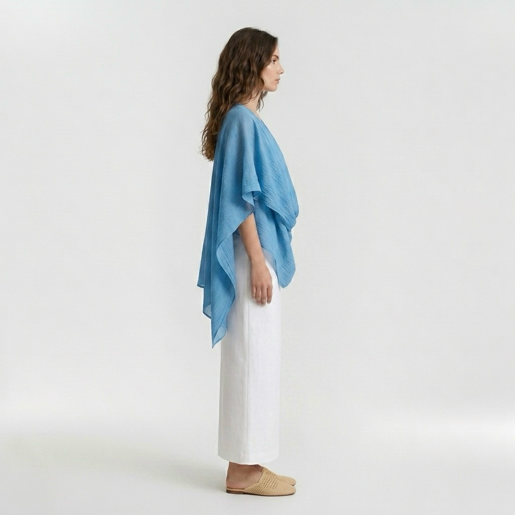 Draped Poncho Overlay Top