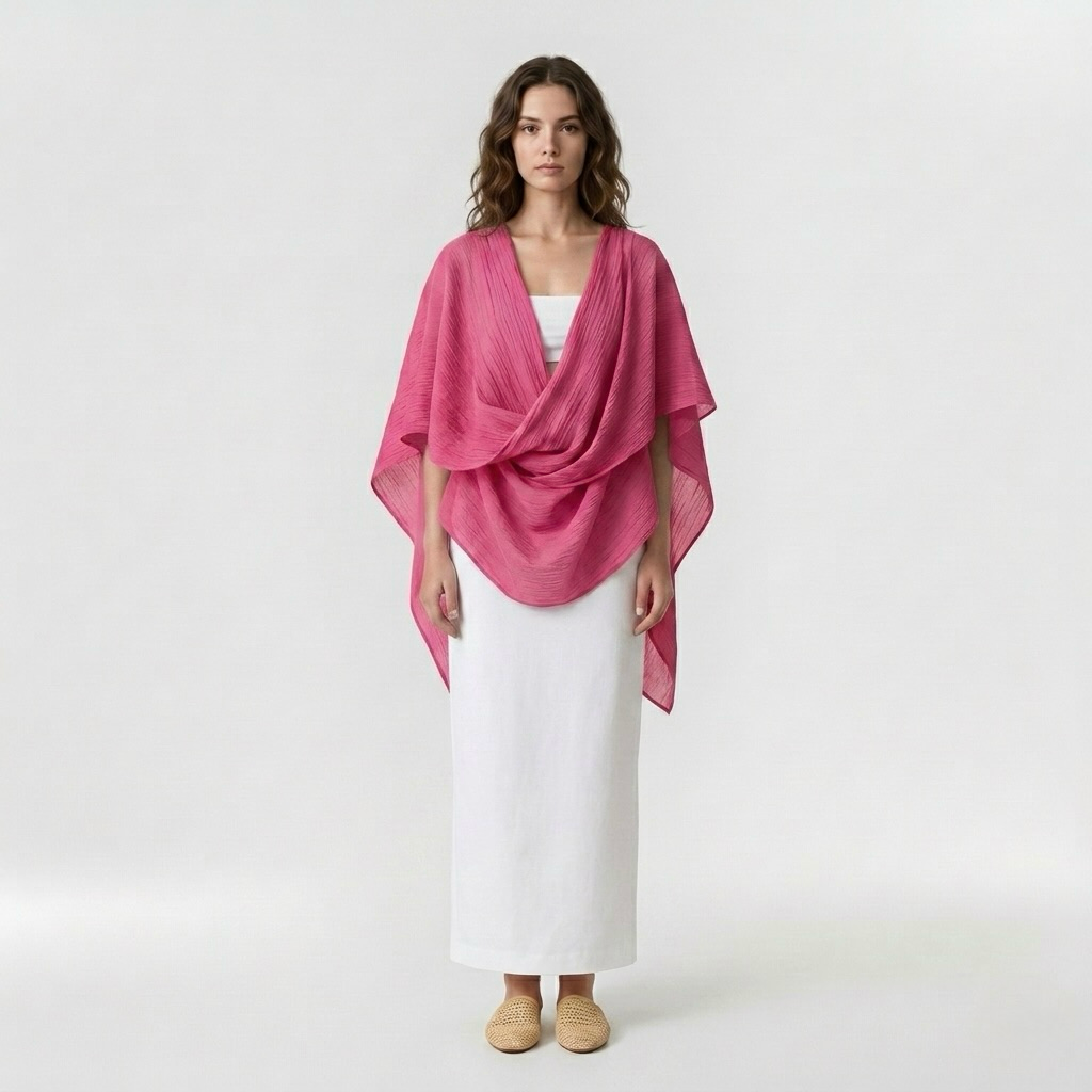 Draped Poncho Overlay Top