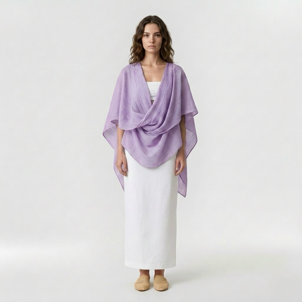 Draped Poncho Overlay Top