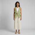 Perforated Draped Open-Front Vest