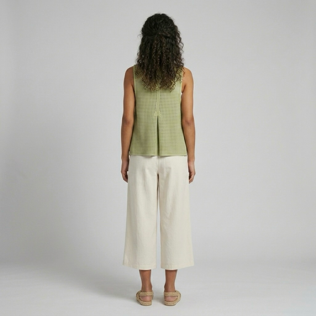 Perforated Draped Open-Front Vest