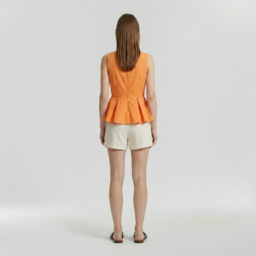 Architectural Peplum Plunge Top