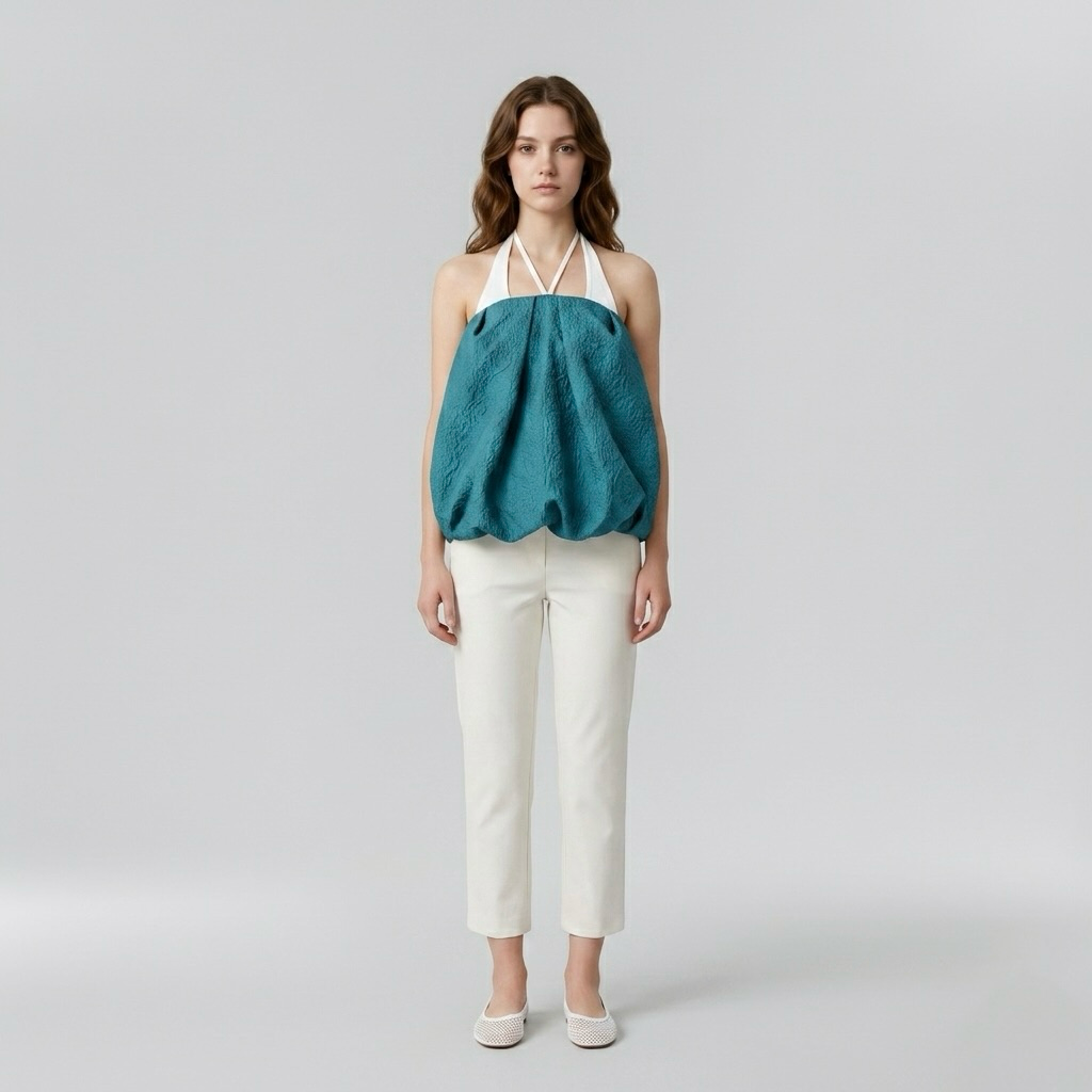 Halter Bubble Hem Statement Top