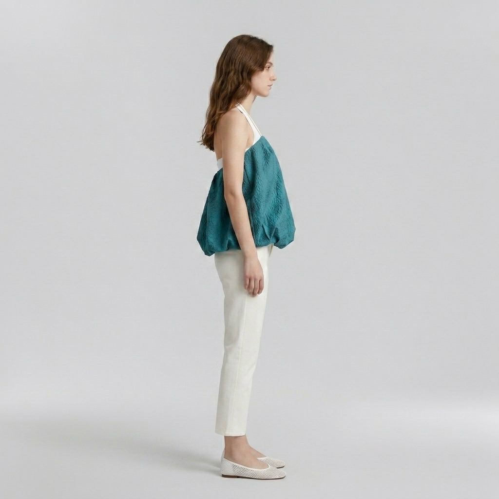 Halter Bubble Hem Statement Top