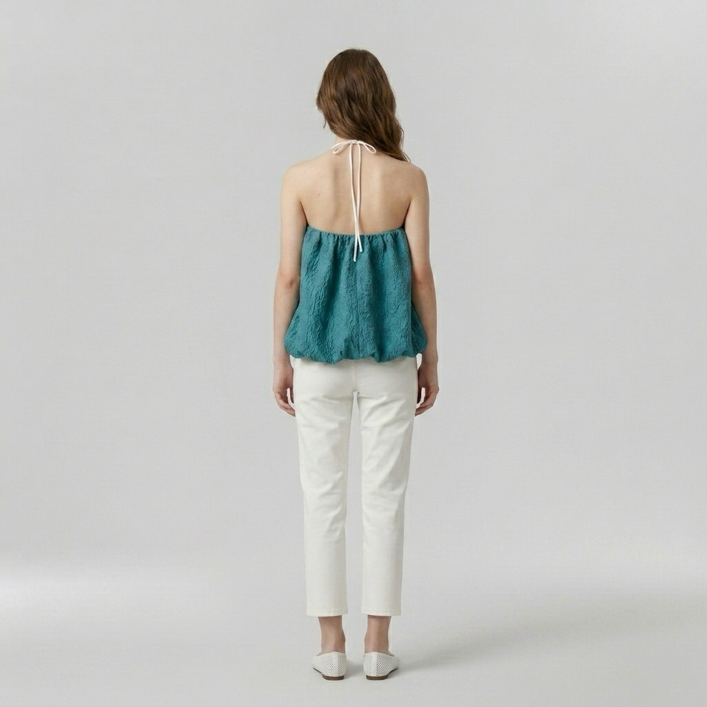 Halter Bubble Hem Statement Top