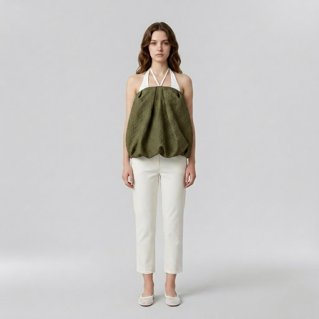 Halter Bubble Hem Statement Top