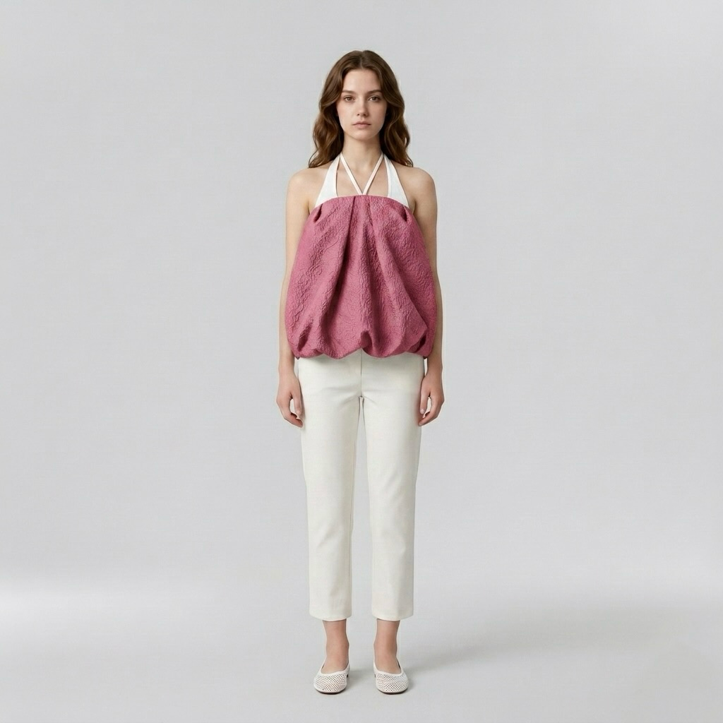Halter Bubble Hem Statement Top
