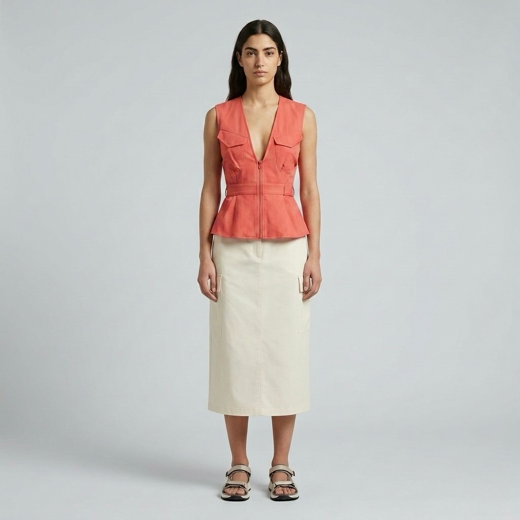 Utility Zip Peplum Vest