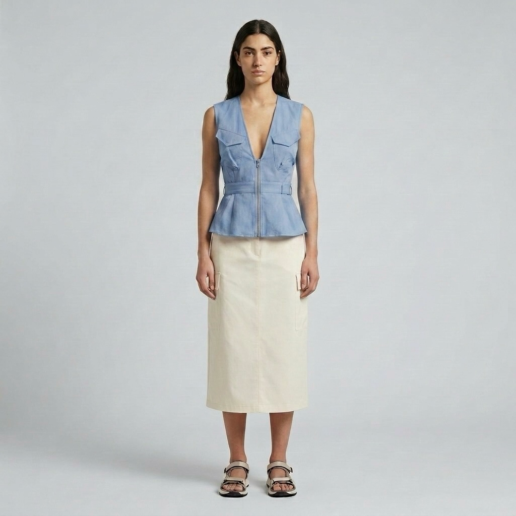 Utility Zip Peplum Vest