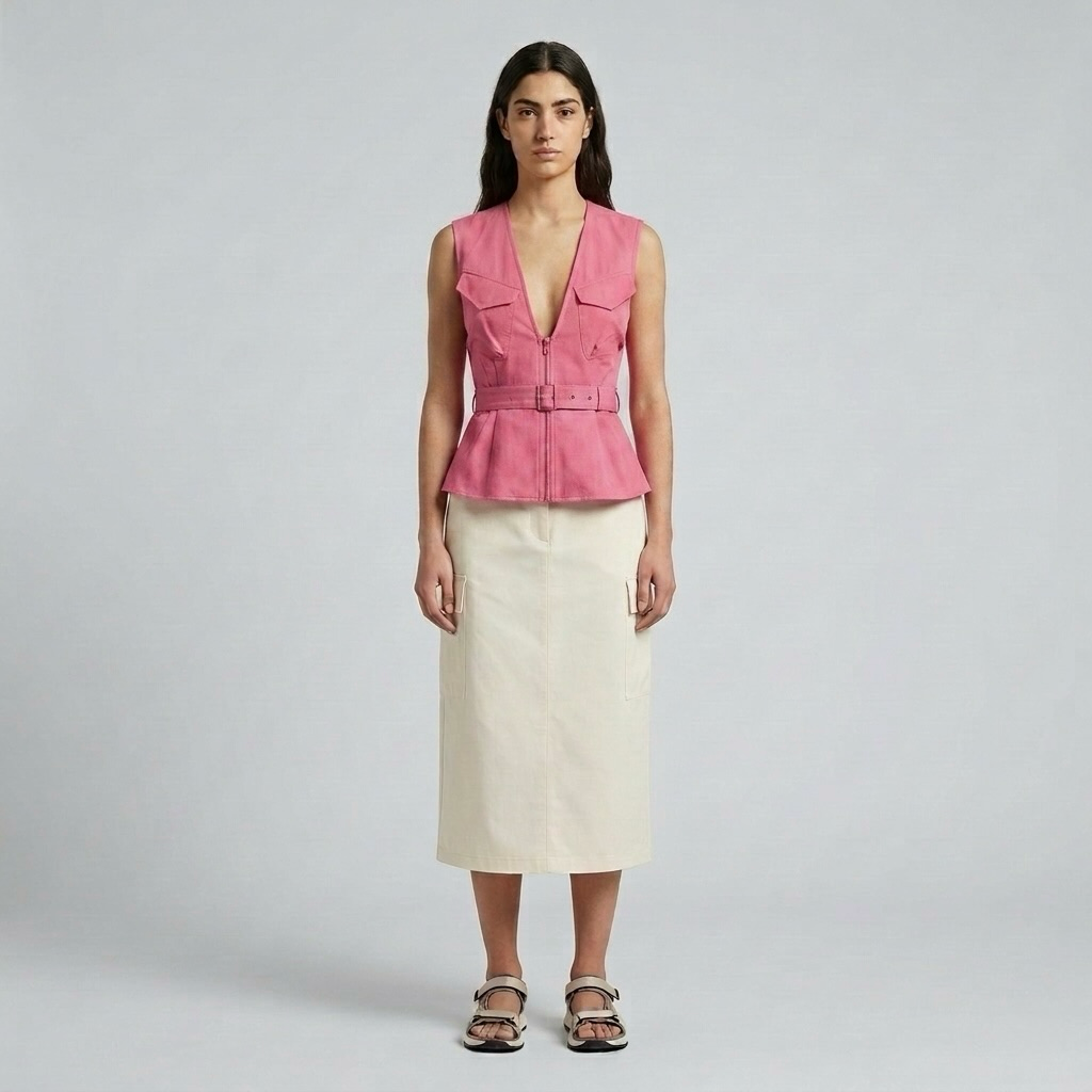 Utility Zip Peplum Vest
