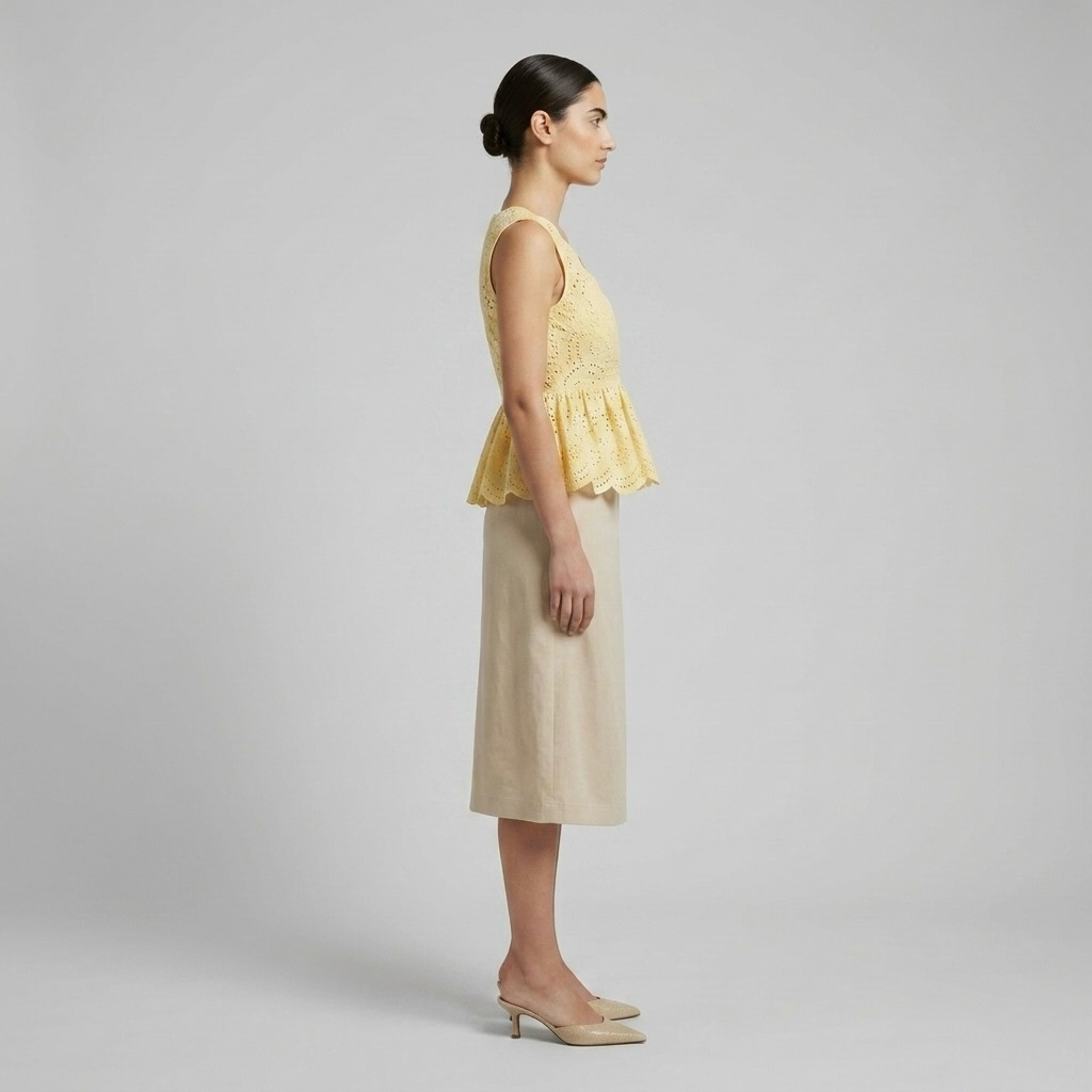 Scalloped Eyelet Peplum Top