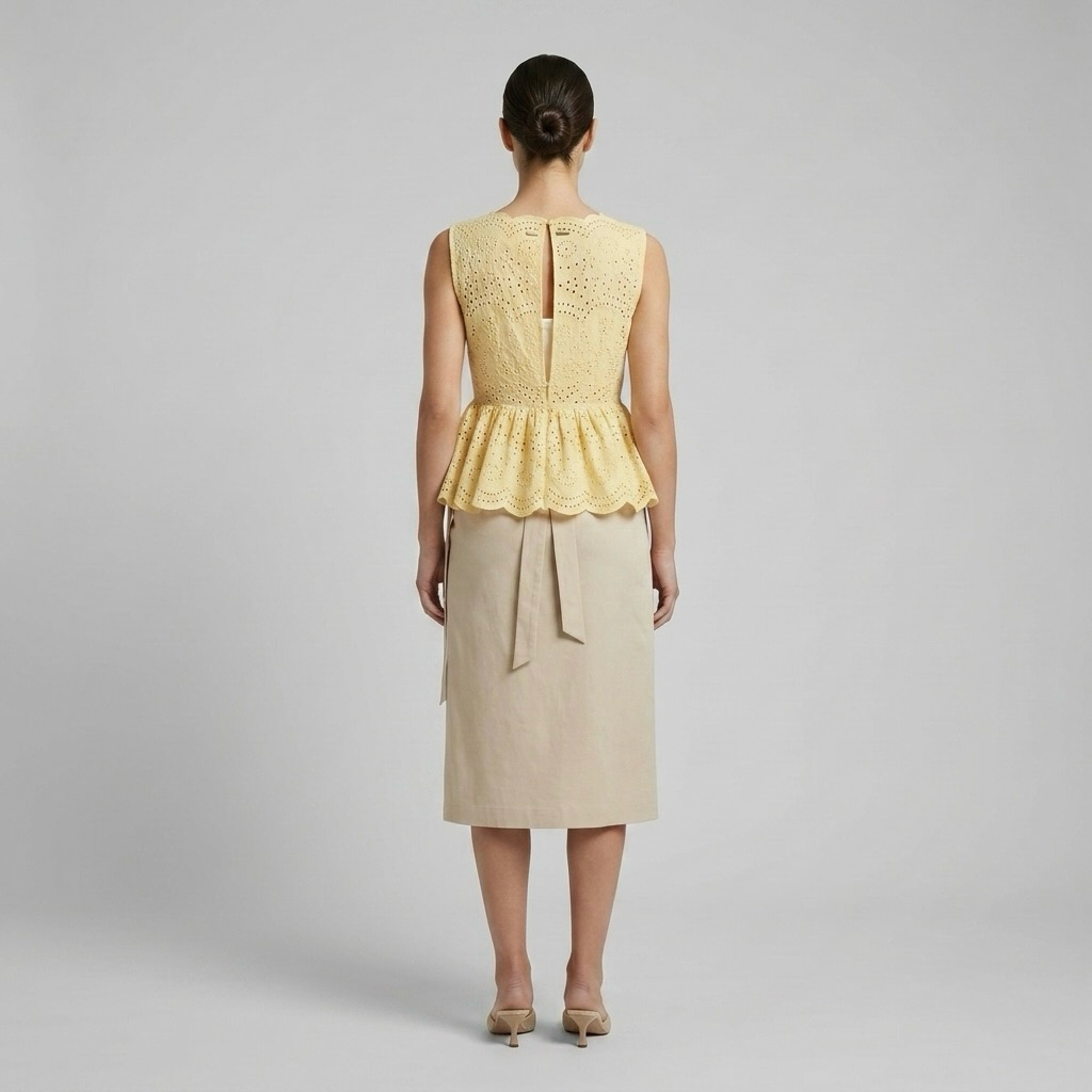 Scalloped Eyelet Peplum Top