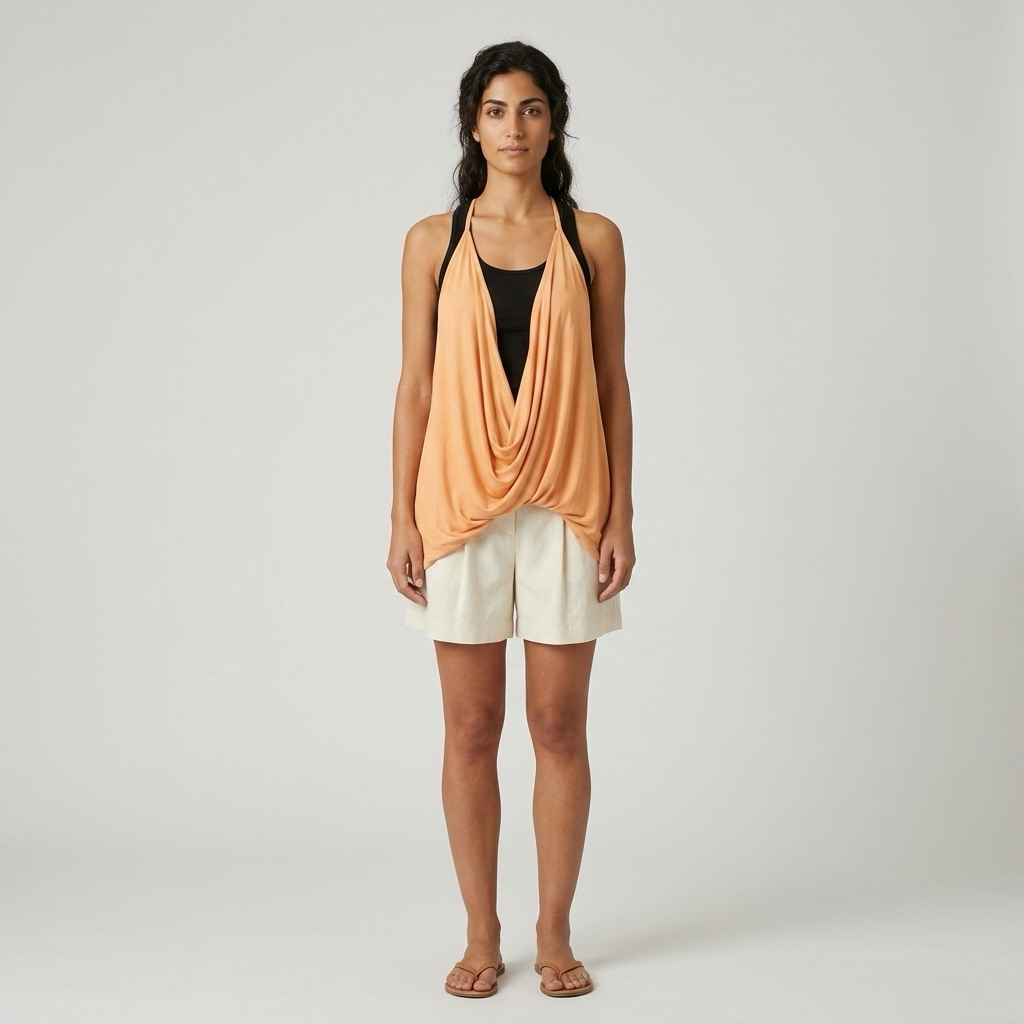 Draped Halter Overlay Top