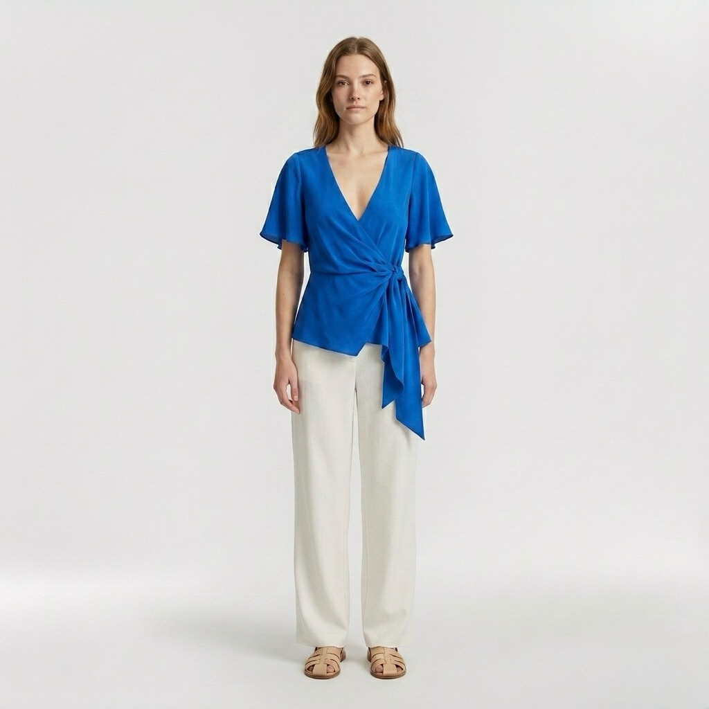 Flutter Sleeve Wrap Tie Top